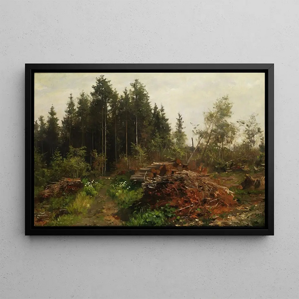 Forest Landscape Painting - Fritz Freund — framed artwork on a wall