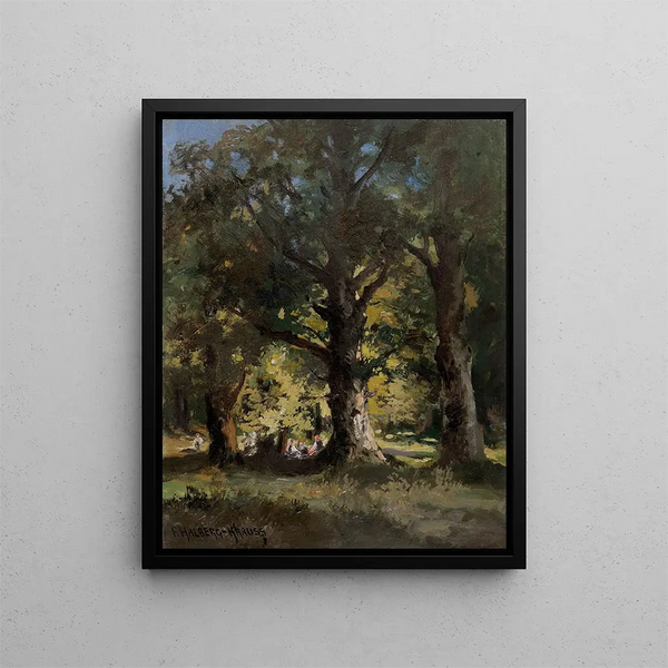 Picnic in the Forest - Fritz Halberg-Krauss — framed artwork on a wall