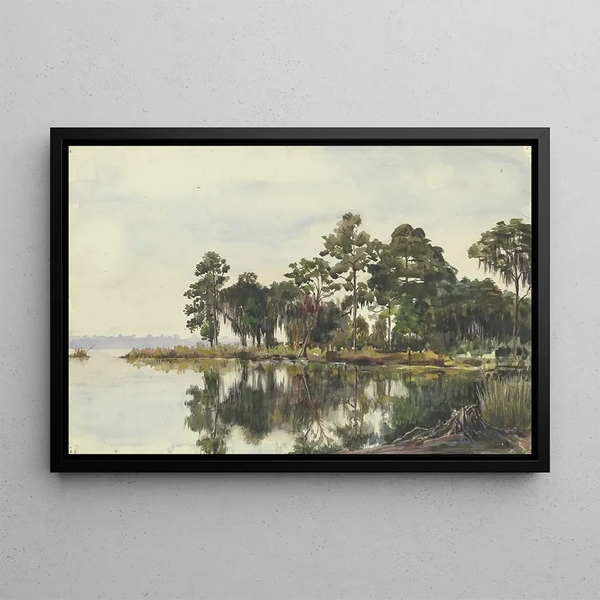 Troncs d'arbres au bord de l'eau Jacksonville 29 novembre 1904 - Fritz Hauck — framed artwork on a wall