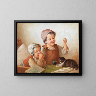 Games of Cats - Fritz Ilg — framed artwork on a wall