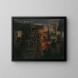 The Hammer Mill at Fauler in Falkensteig - Fritz Kohlund — framed artwork on a wall