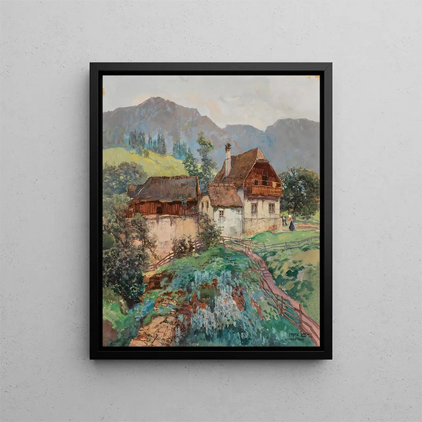 a farm in Losenstein near Steyr in Upper Austria - Fritz Lach — framed artwork on a wall