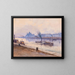 a steamship on the Danube with the Parliament building of Budapest in the background - Fritz Lach — framed artwork on a wall