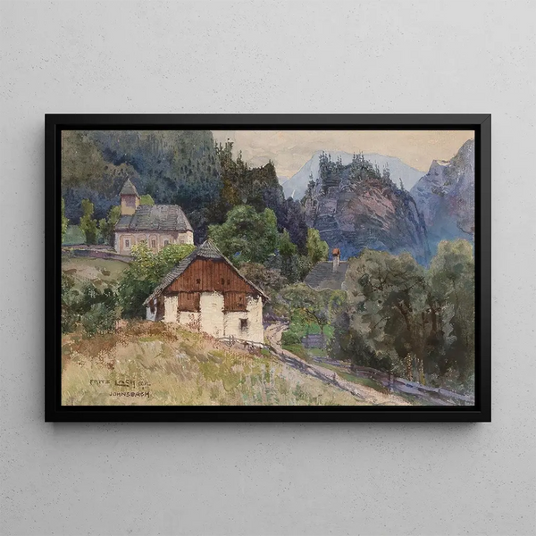 View of Johnsbach in the Gesäuse mountain region - Fritz Lach — framed artwork on a wall