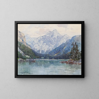 Lake Leopoldsteiner - Fritz Lach — framed artwork on a wall