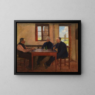 Three Peasants - Fritz Mackensen — framed artwork on a wall