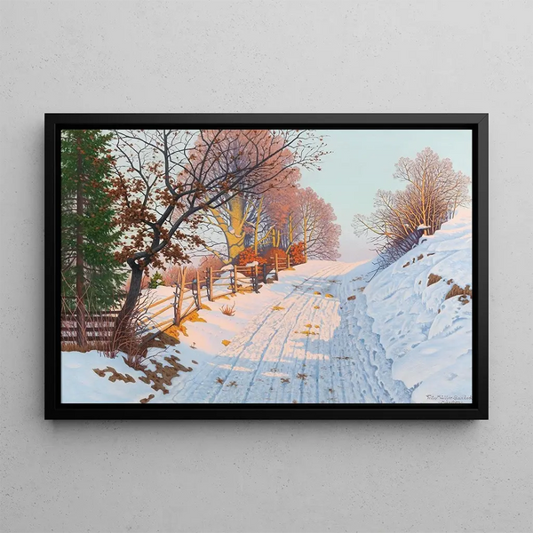 A sunny winter path - Fritz Müller-Landeck — framed artwork on a wall