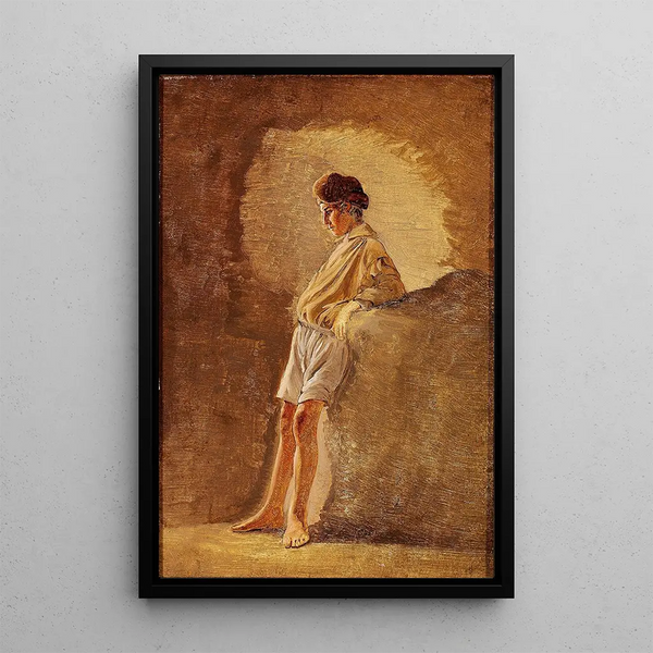 Young Italian boy in a light blouse - Fritz Petzholdt — framed artwork on a wall