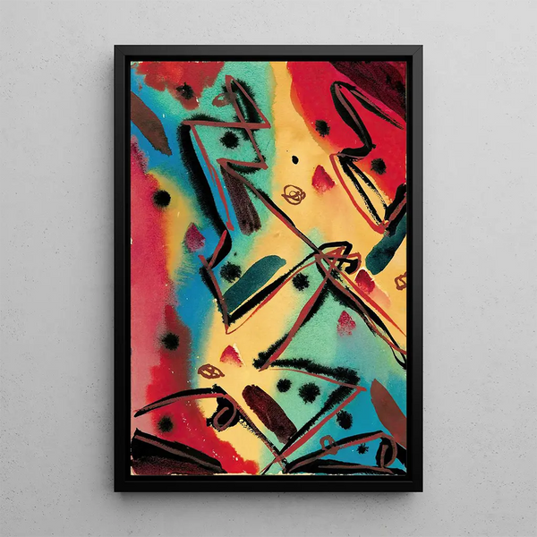 Abstract Composition Painting - Fritz Stuckenberg — framed artwork on a wall