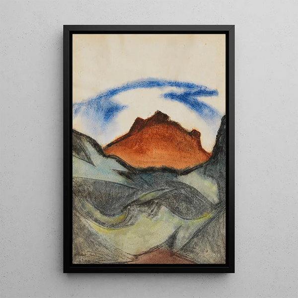 Untitled Mountain Landscape Painting - Fritz Stuckenberg — framed artwork on a wall