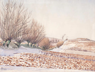 Landscape with willows and snow-covered fields - Fritz Syberg — artwork view
