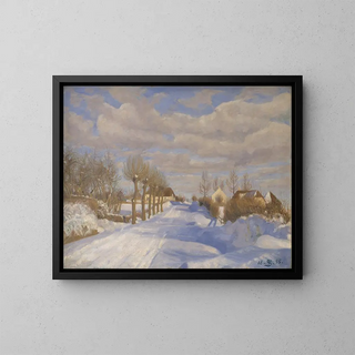 Snowy Road Painting - Fritz Syberg — framed artwork on a wall