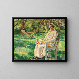 Summer Afternoon, Marie in the Garden - Fritz Syberg — framed artwork on a wall