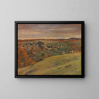 Ruins of Schnecken Castle in the Eifel - Fritz von Wille — framed artwork on a wall