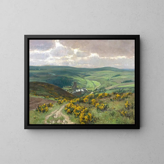 Fleurs de genêt dans l'Eifel - Fritz von Wille — framed artwork on a wall