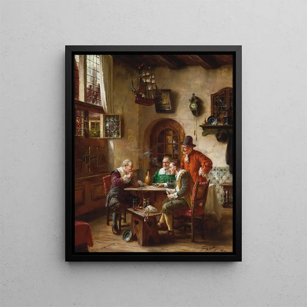 Les joueurs de cartes - Fritz Wagner — framed artwork on a wall