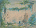 Italian landscape painting with a couple by the river - Fritz Wolff — artwork view