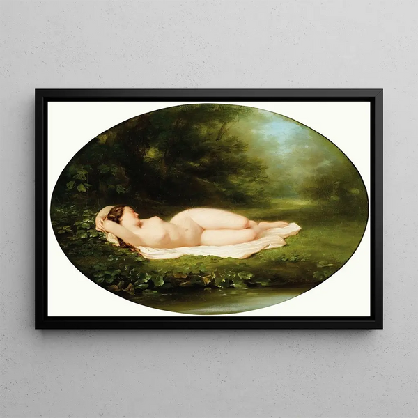 Bathing Woman Sleeping - Fritz Zuber-Bühler — framed artwork on a wall