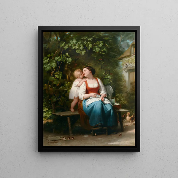 Cherished Mother Painting - Fritz Zuber-Bühler — framed artwork on a wall