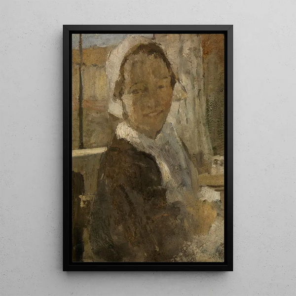 Young Girl Painting - Fritz von Uhde — framed artwork on a wall