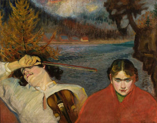 The violinist, symbolic scene in a landscape - Fryderyk Pautsch — artwork view