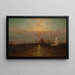 Port of New York with Brooklyn Bridge - G Baker — framed artwork on a wall