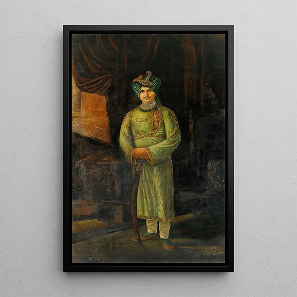 Portrait of an Indian prince - G Vernon — framed artwork on a wall