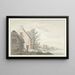 River landscape painting with some dwellings - G van Bosvelt — framed artwork on a wall
