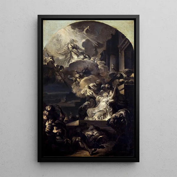The Miracle of the Burning Men - Gabriel-François Doyen — framed artwork on a wall