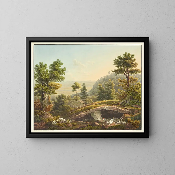 View of a Shepherds' Scene in the Jura - Gabriel Lory the Younger — framed artwork on a wall