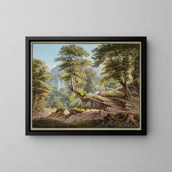 Descente du Hasliberg à Meiringen - Gabriel Lory le Jeune — framed artwork on a wall