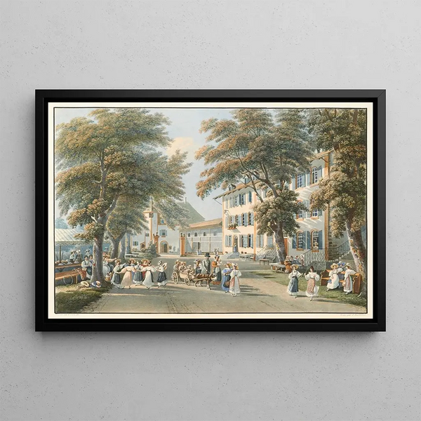 Interior painting of the Montmirail establishment - Gabriel Lory the Younger — framed artwork on a wall