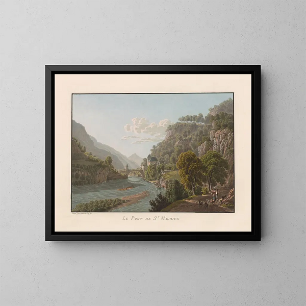 The Saint-Maurice Bridge - Gabriel Lory the Younger — framed artwork on a wall
