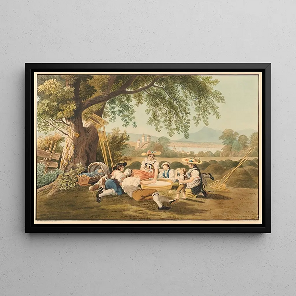 The picnic, costumes of Lucerne - Gabriel Lory the Younger — framed artwork on a wall
