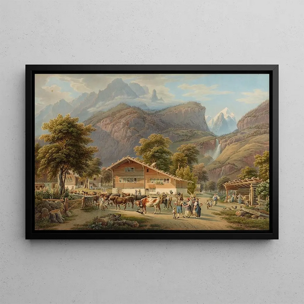 The Return of the Mountain Pasture - Gabriel Lory the Younger — framed artwork on a wall