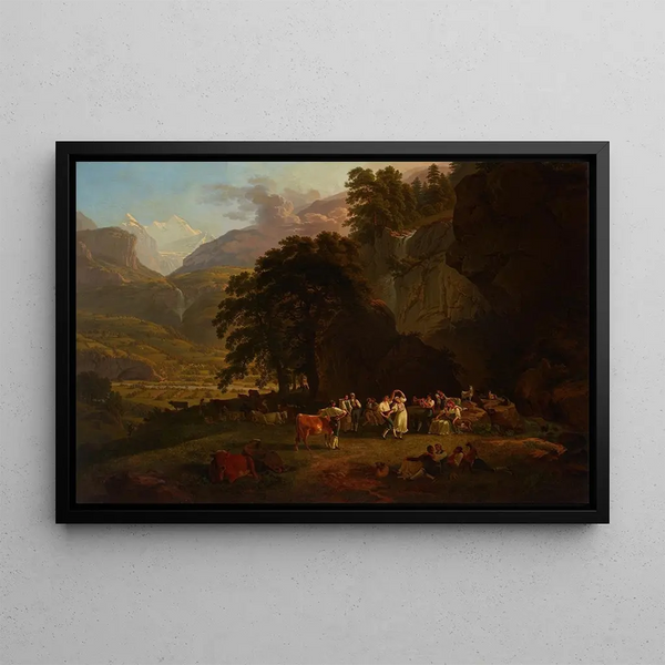 Soirée champêtre dans l'Oberhasli - Gabriel Lory le Jeune — framed artwork on a wall