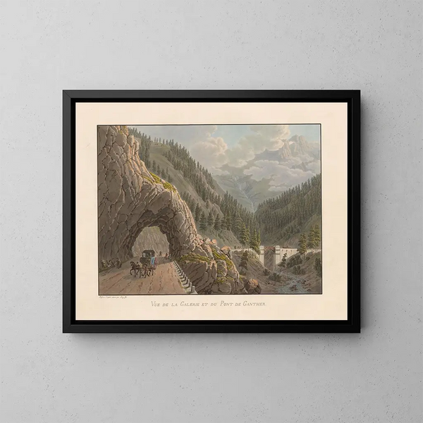 View of the gallery and the bridge of Ganther - Gabriel Lory the Younger — framed artwork on a wall