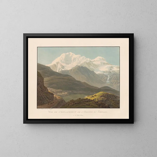 Vue de l'emplacement de l'Hospice du Simplon et du Mont Rose - Gabriel Lory le Jeune — framed artwork on a wall