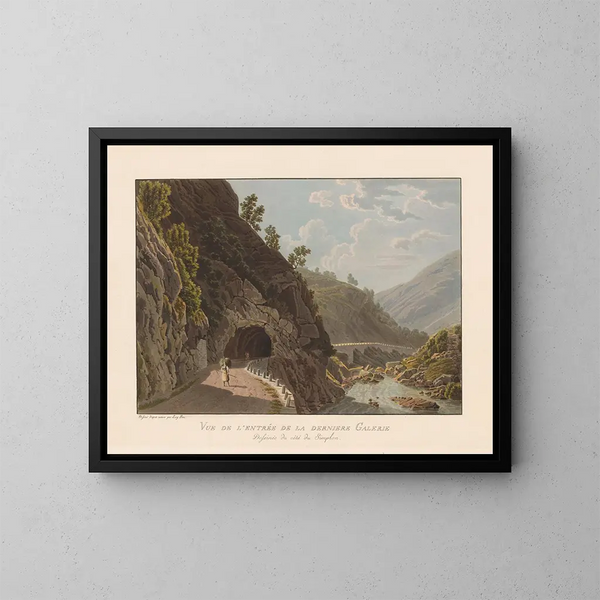 View of the Entrance to the Last Gallery Drawn on the Simplon Side - Gabriel Lory the Younger — framed artwork on a wall