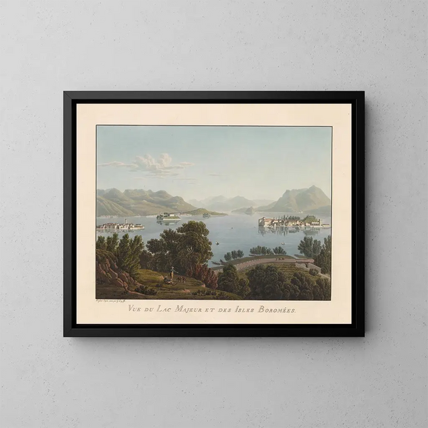 View of Lake Maggiore and the Borromean Islands - Gabriel Lory the Younger — framed artwork on a wall