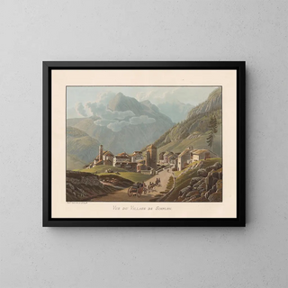 View of the Simplon Village - Gabriel Lory the Younger — framed artwork on a wall