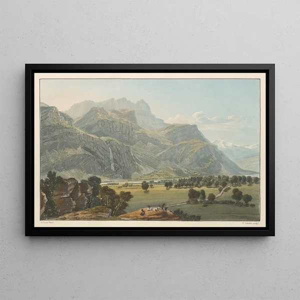 Cascade du Nant d'Arpenas - Gabriel Lory l'Ancien — framed artwork on a wall