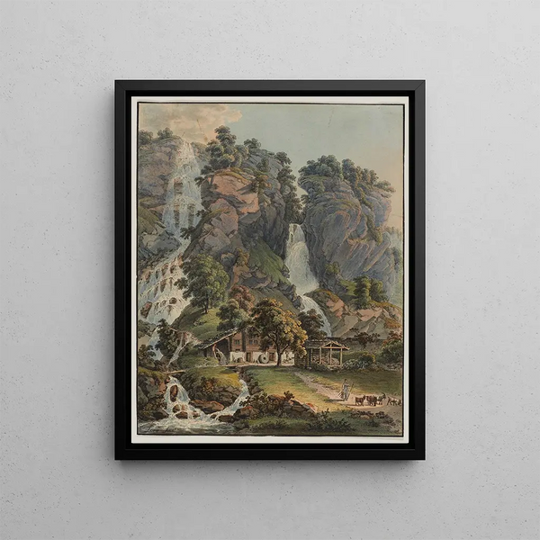 Chutes du Dorf et Alpbach painting by Gabriel Lory L'ancien — framed artwork on a wall
