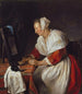 A woman in front of her mirror - Gabriel Metsu — artwork view