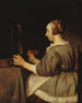 Woman with a Mirror - Gabriel Metsu — artwork view