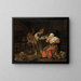 Old woman in an armchair with gossip - Gabriel Metsu — framed artwork on a wall