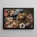 Flowers of Birthday, monkey with anemones - Gabriel von Max — framed artwork on a wall