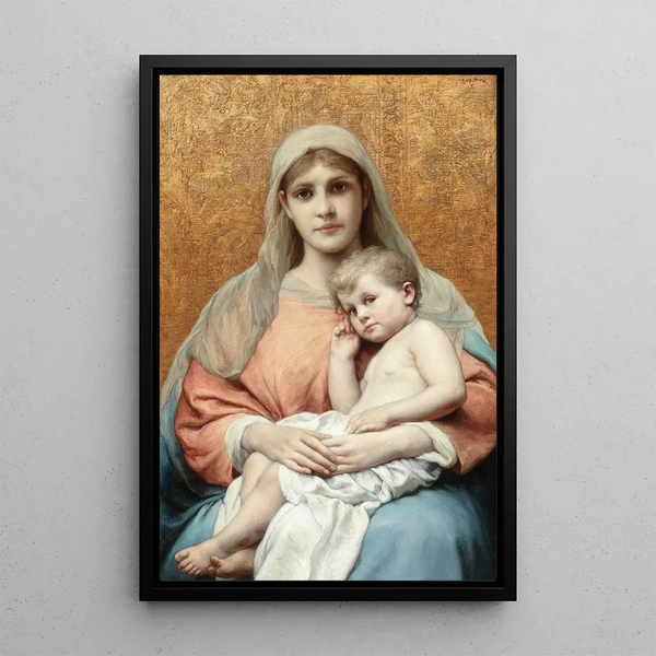 Virgin and Child - Gabriel von Max — framed artwork on a wall