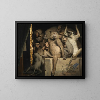 monkeys as judges of art - Gabriel von Max — framed artwork on a wall