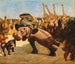 Monkeys as umpires in the fight between an elephant and a hippopotamus - Gabriel von Max — artwork view